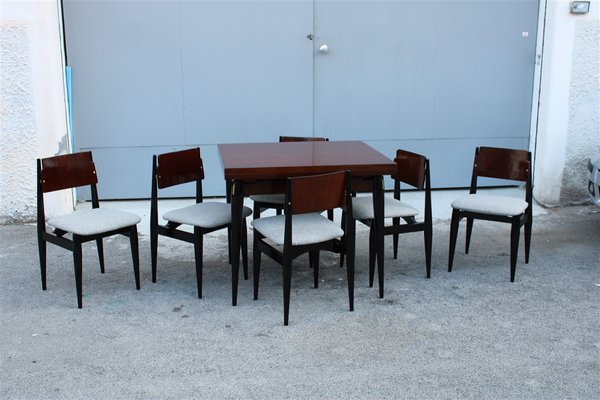 Dining Table & Chairs Set, 1960s, Set of 7-EH-739271