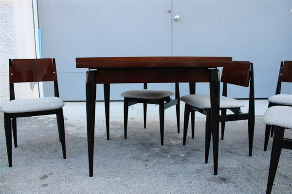 Dining Table & Chairs Set, 1960s, Set of 7-EH-739271