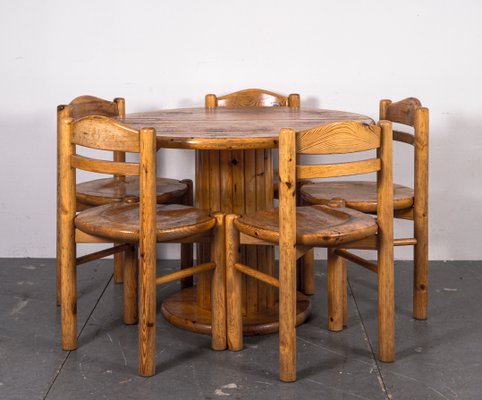 Dining Table & Chairs Set in the Style of Rainer Daumiller, 1970s, Set of 6-VLO-1438309