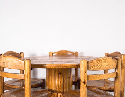 Dining Table & Chairs Set in the Style of Rainer Daumiller, 1970s, Set of 6-VLO-1438309