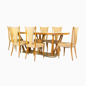 Dining Table & Chairs Set in the Style of Vittorio Dassi, 1940s, Set of 7-ZLY-849467