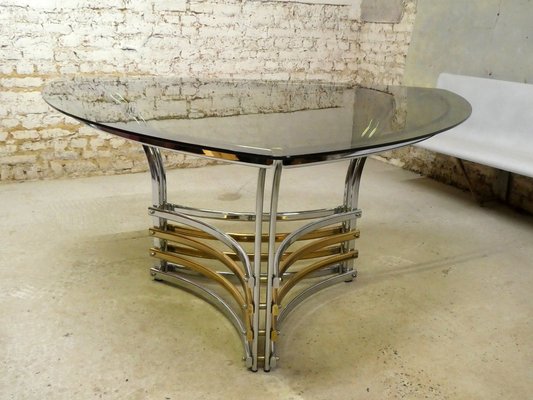 Dining Table in Chrome & Smoked Glass, Italy, 1970s-QAV-1718325