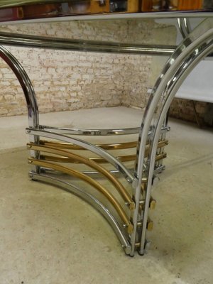 Dining Table in Chrome & Smoked Glass, Italy, 1970s-QAV-1718325