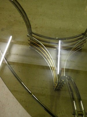 Dining Table in Chrome & Smoked Glass, Italy, 1970s-QAV-1718325