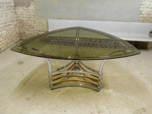 Dining Table in Chrome & Smoked Glass, Italy, 1970s-QAV-1718325