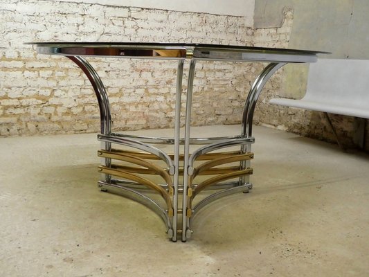 Dining Table in Chrome & Smoked Glass, Italy, 1970s-QAV-1718325