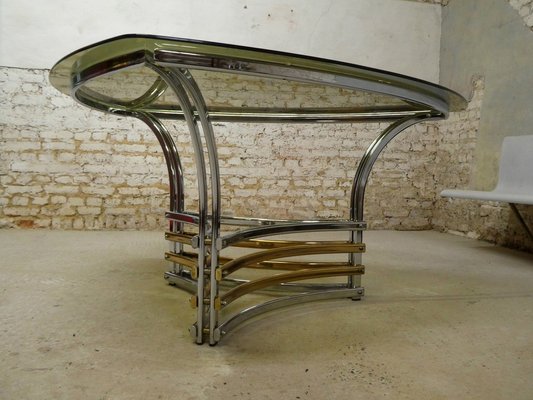 Dining Table in Chrome & Smoked Glass, Italy, 1970s-QAV-1718325