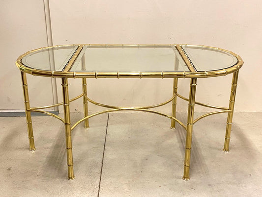 Dining Table in Faux Bamboo & Brass from Maison Baguès, 1970s