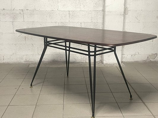 Dining Table in Iron and Rosewood, 1950s-JHL-1806274