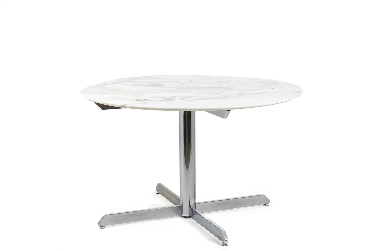 Dining Table in Marble and Chromed Metal by Florence Knoll for Knoll, 1960s