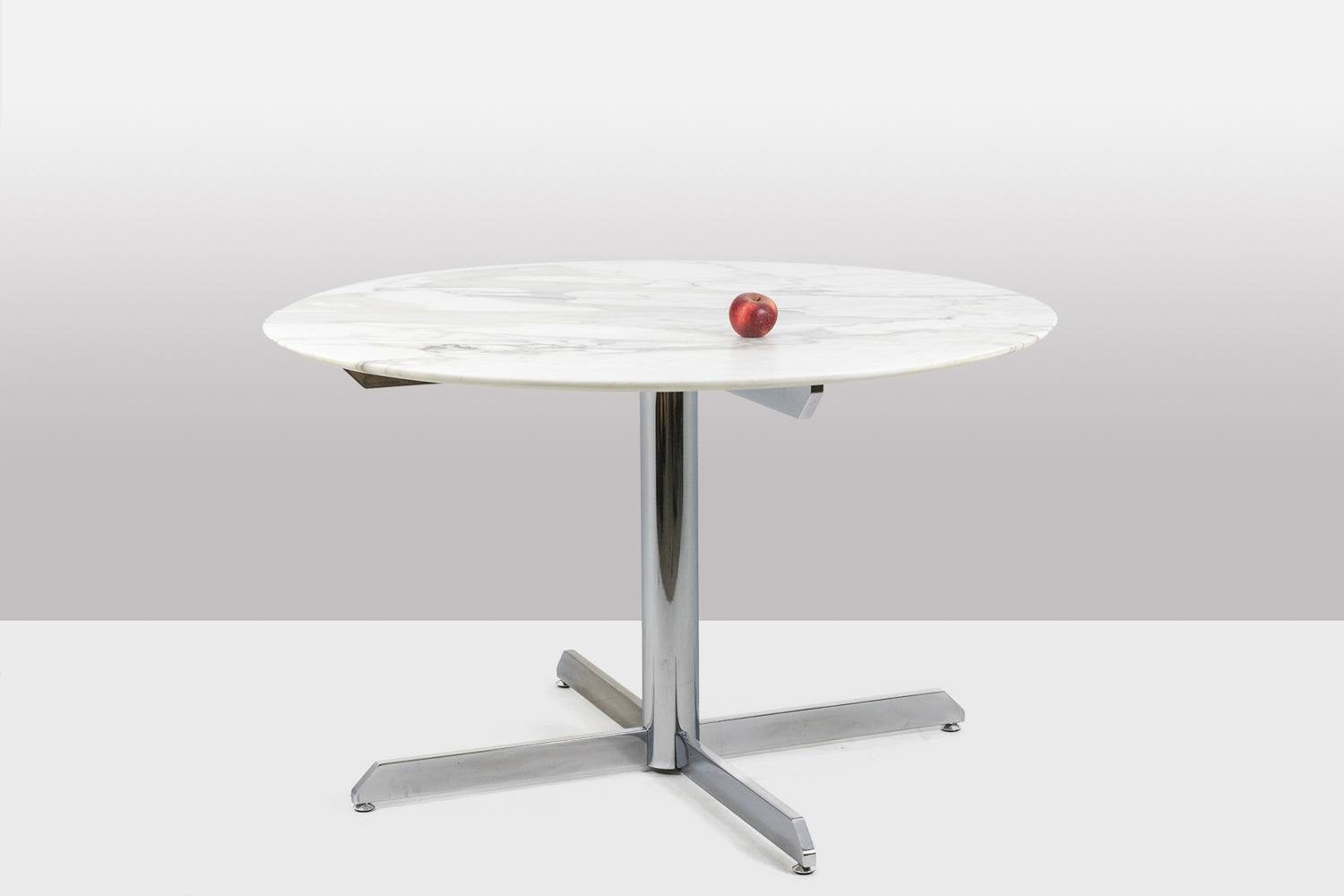 Dining Table in Marble and Chromed Metal by Florence Knoll for Knoll, 1960s