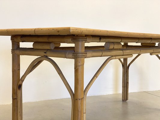 Dining Table in Wicker and Bamboo, 1970s-NPC-1785713