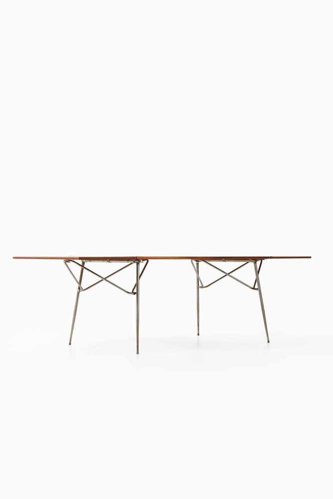 Dining Table or Desk in Teak and Steel attributed to Børge Mogensen, 1953