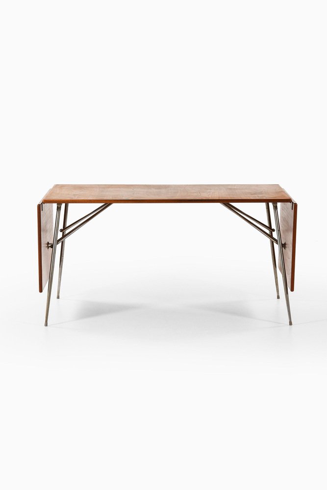 Dining Table or Desk in Teak and Steel attributed to Børge Mogensen, 1953