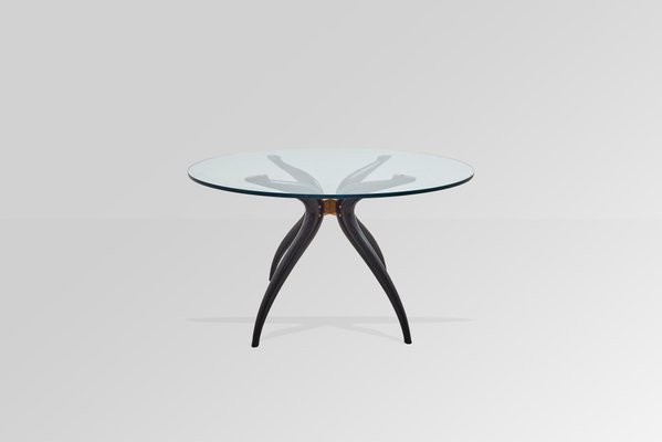 Dining Table with 4-Legged Structure in Ebonized Wood attributed to Guglielmo Hulrich, 1940-DBG-2014830