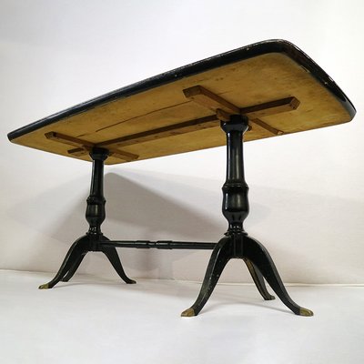 Dining Table With Marble Effect Glass Top, 1930s / 40s-BEW-1313059