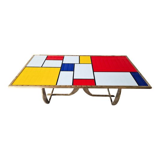 Dining Table with Murano Glass Top, 1980s