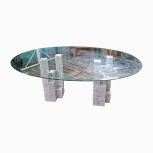 Dining Table with Two Feet in Carrare Marble, 1970s-DSC-1731804