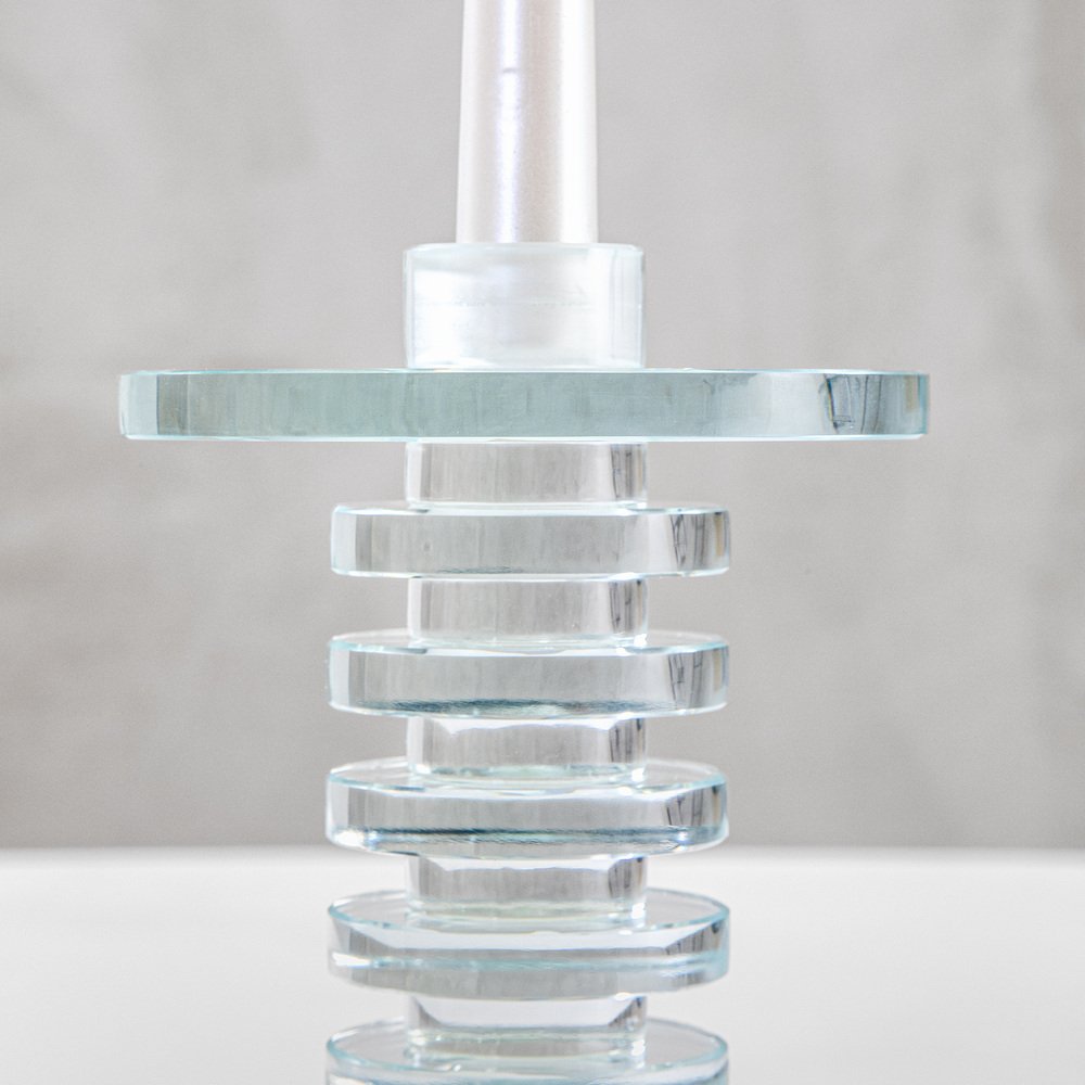 Dinner Light Candlestick in Non-Clear Crystal by Ettore Sottsass for RSVP, 1999