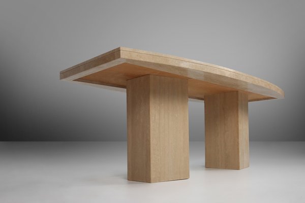 Dinner Table in Travertine, France, 1960s-YSY-1822049