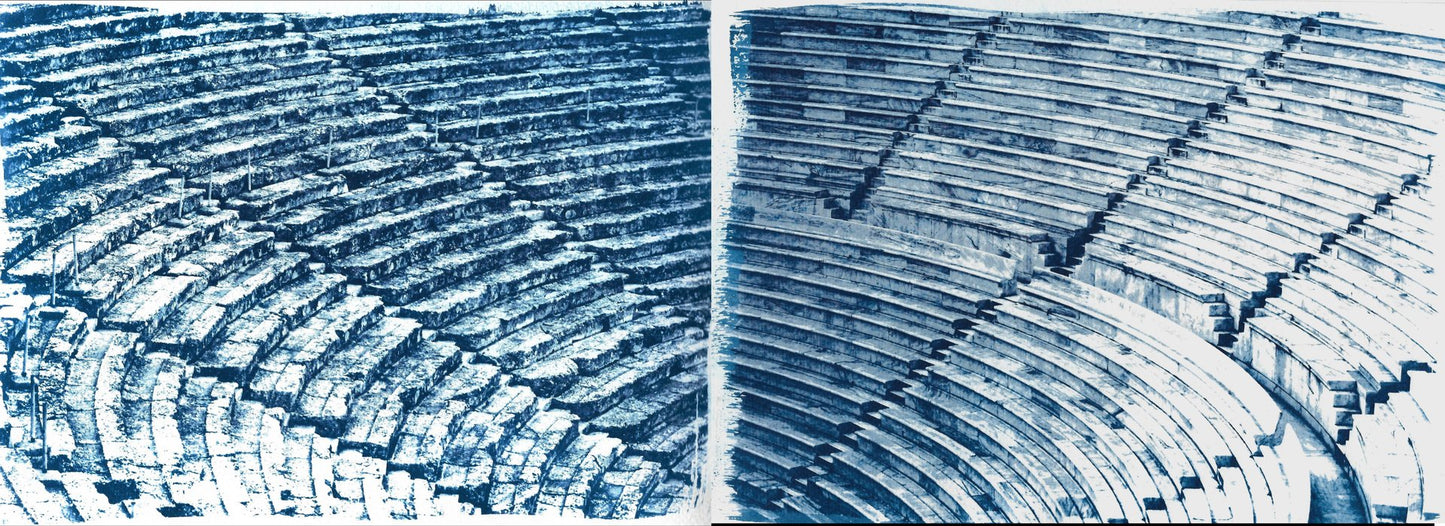 Diptych of Ancient Theatre, Cyanotype, 2020, Set of 2