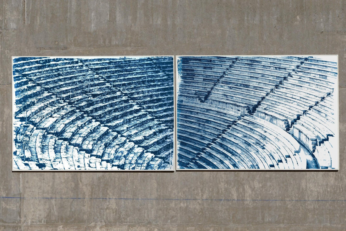 Diptych of Ancient Theatre, Cyanotype, 2020, Set of 2