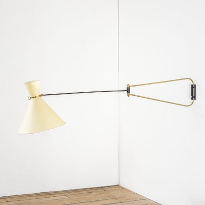 Directionable Wall Lamp in Brass and Fabric from Robert Mathieu, 1960s-FWM-1720766