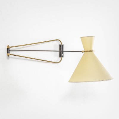 Directionable Wall Lamp in Brass and Fabric from Robert Mathieu, 1960s-FWM-1720766