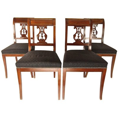 Directoire Mahogany Side Chairs with Brass Banding, Set of 4-KMT-727026