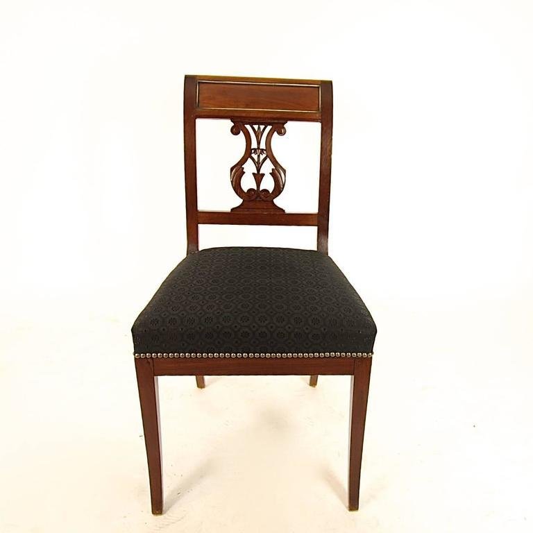 Directoire Mahogany Side Chairs with Brass Banding, Set of 4