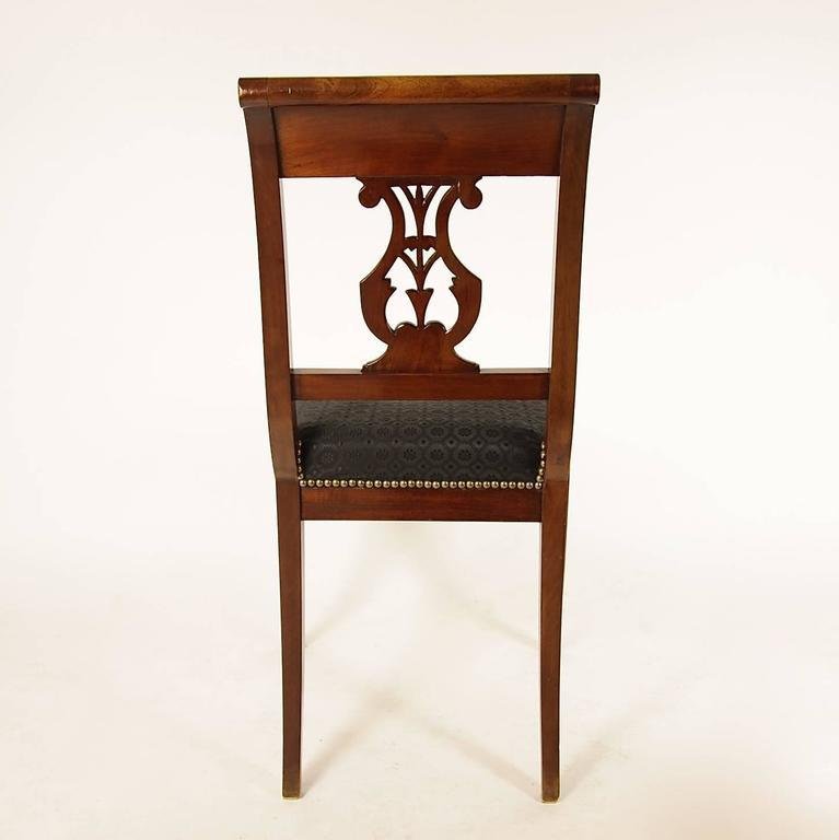 Directoire Mahogany Side Chairs with Brass Banding, Set of 4