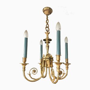 Directoire Solid Gilt Bronze Chandelier from Lucien Gau, 1960s-EK-621533