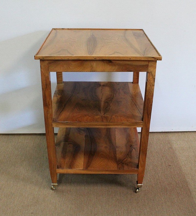 Directoire Style Blond Walnut Serving Trolley, Early 1800s