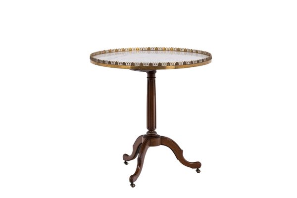 Directoire Style Pedestal Table in Mahogany and Marble, 1900-CEJ-1229613