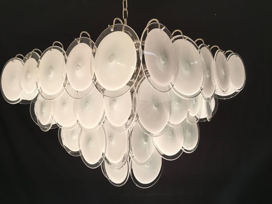 Disc Murano Glass Chandeliers from Vistosi, 1970s, Set of 2-MBH-1032060