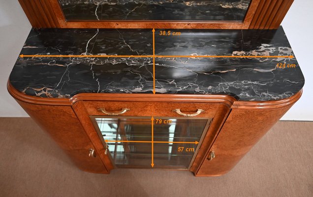 Display Buffet in Thuya Veneer and Black Marble from Maison Stourm, 1940-RVK-1406361