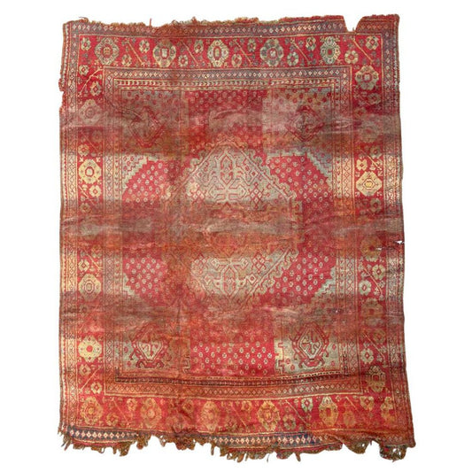 Distressed Turkish Oushak Rug