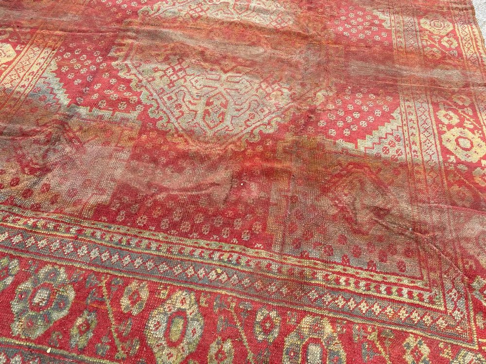 Distressed Turkish Oushak Rug