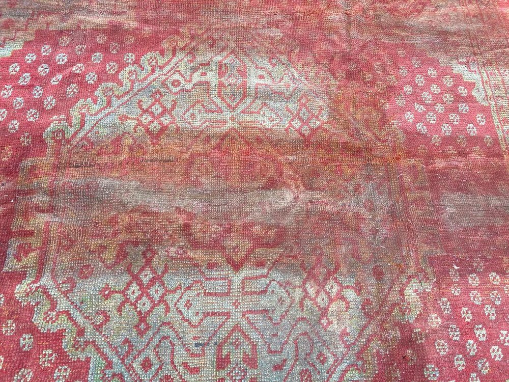 Distressed Turkish Oushak Rug