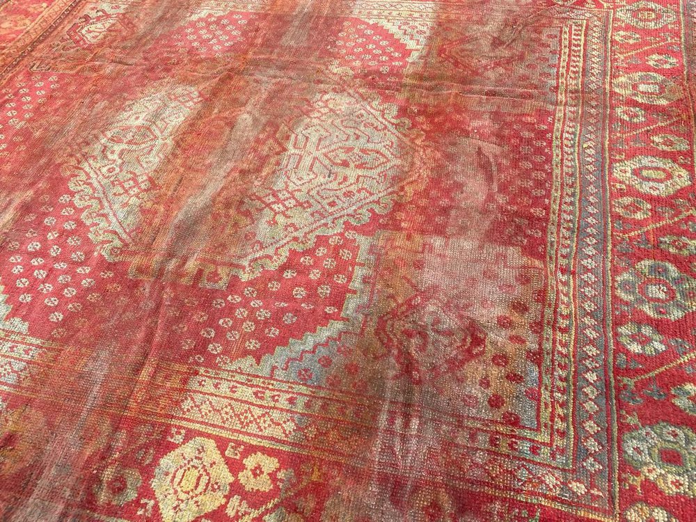 Distressed Turkish Oushak Rug