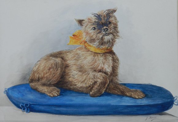 Dog Portrait, 1930s, Watercolor on Paper, Framed-ARU-1120172