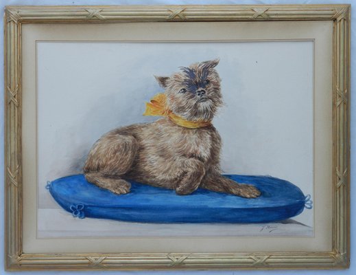 Dog Portrait, 1930s, Watercolor on Paper, Framed-ARU-1120172