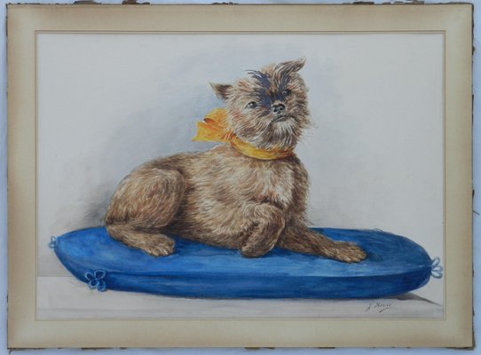 Dog Portrait, 1930s, Watercolor on Paper, Framed-ARU-1120172