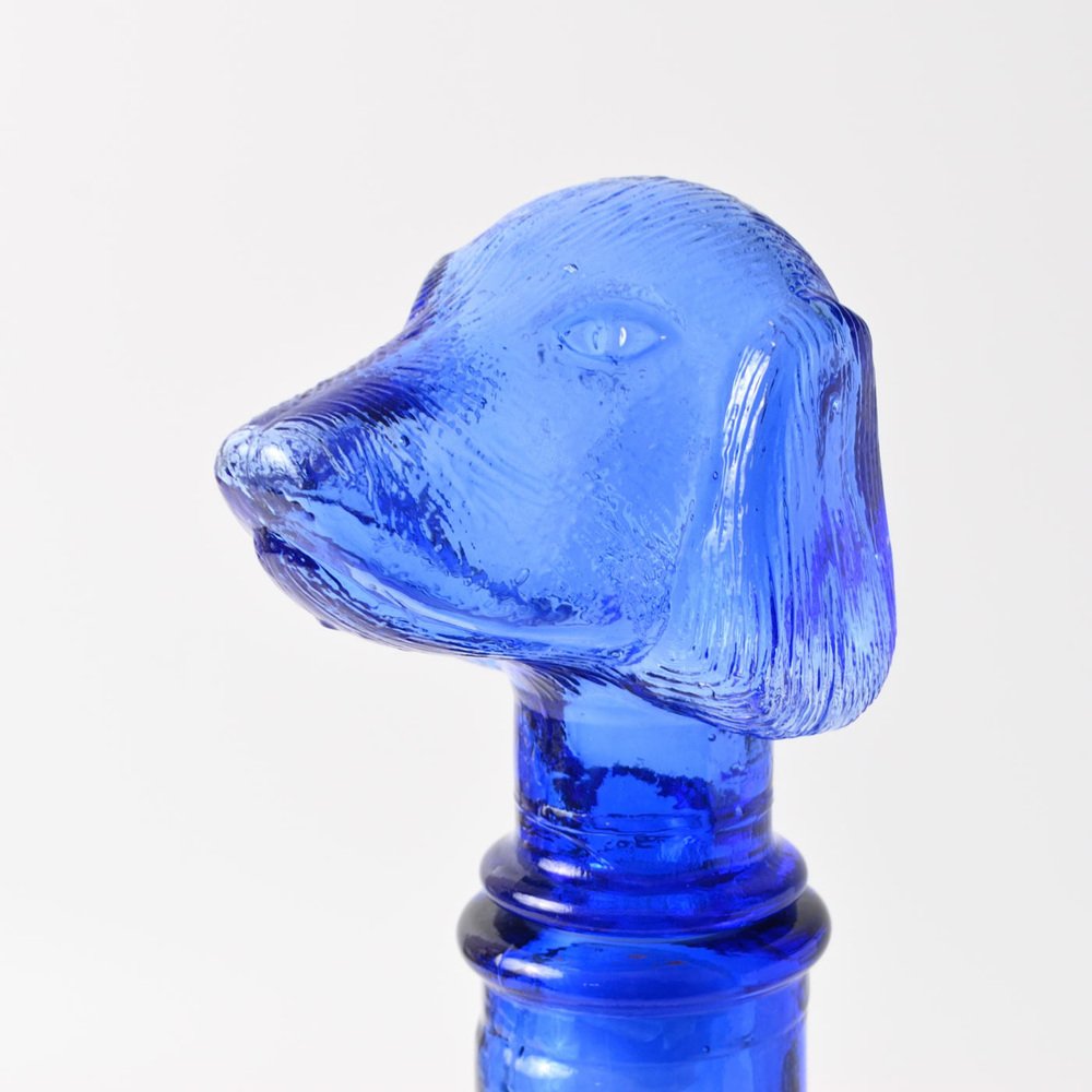 Dog-Shaped Carafe in Blue Glass from Empoli, 1960s