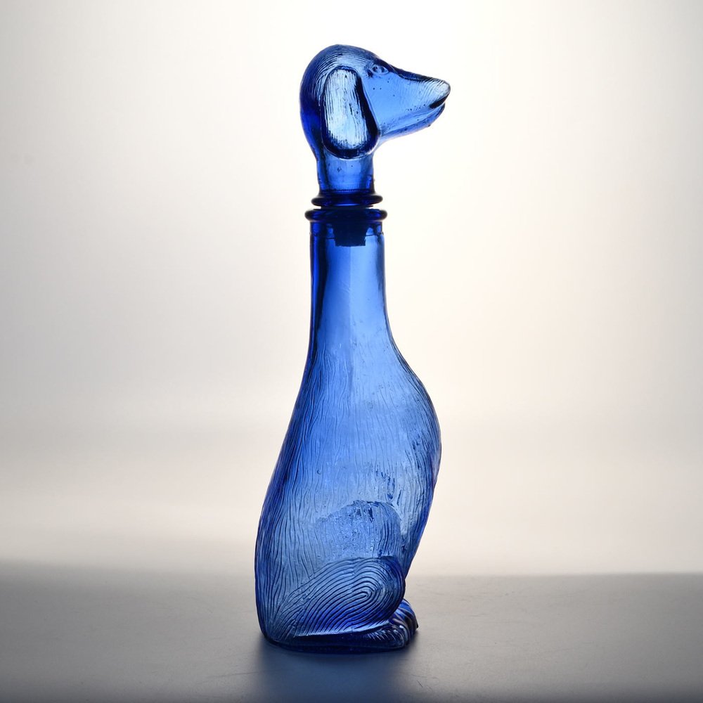 Dog-Shaped Carafe in Blue Glass from Empoli, 1960s