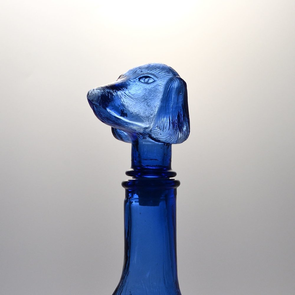 Dog-Shaped Carafe in Blue Glass from Empoli, 1960s