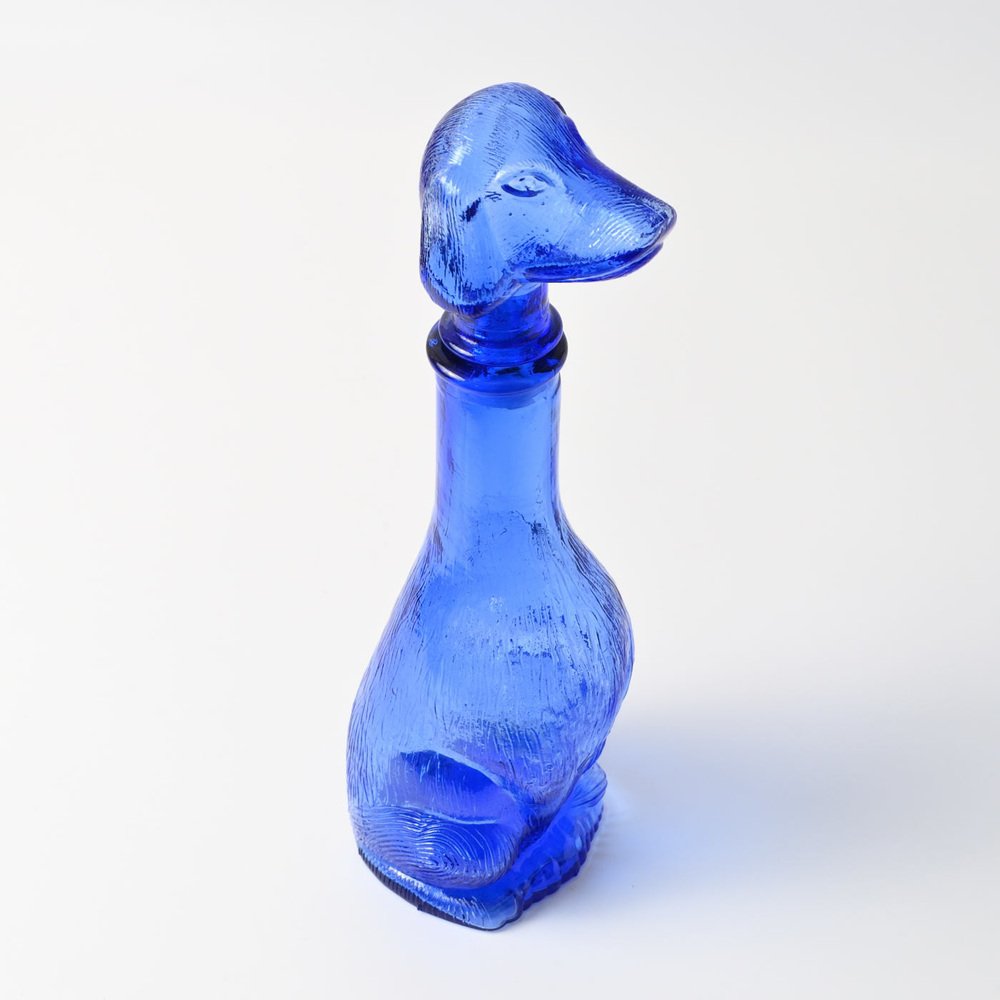 Dog-Shaped Carafe in Blue Glass from Empoli, 1960s