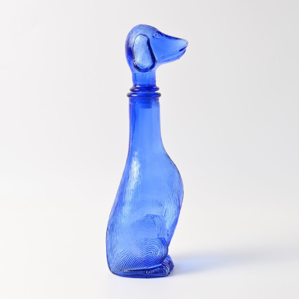 Dog-Shaped Carafe in Blue Glass from Empoli, 1960s