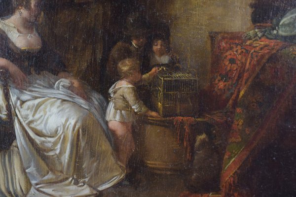 Domestic Scene, 18th Century, Oil on Panel-AOI-1106939