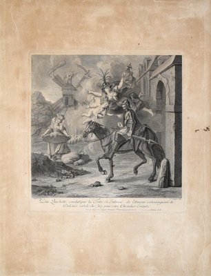 Don Quichotte conduit par la Folie - Original Etching by Louis Surugne - 1730-ZCI-754942